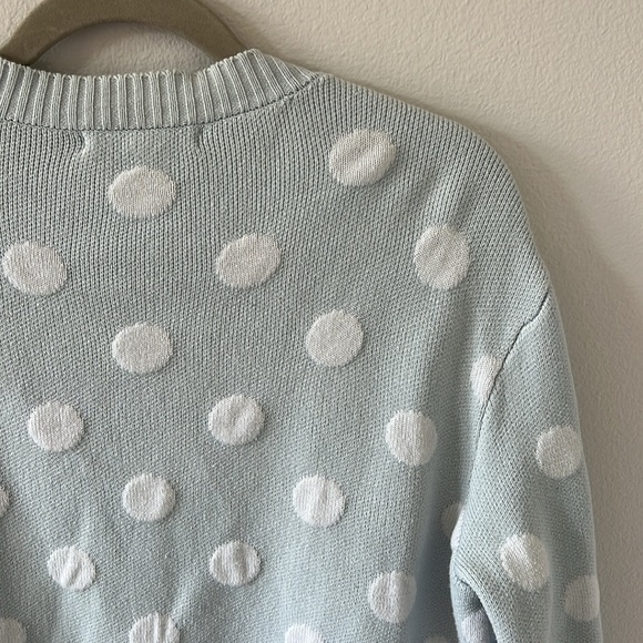 BCBGeneration Women's Polka Dot Cardigan Sweater, Baby Blue, S - Picture 6 of 7